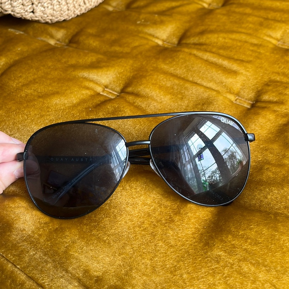 QUAY Black Aviator Sunglasses